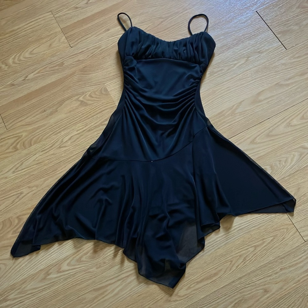 City Triangles Black Asymmetrical Ruched Sundress
